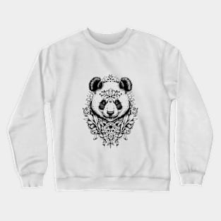 Panda Bear Wild Animal Nature Illustration Art Tattoo Crewneck Sweatshirt